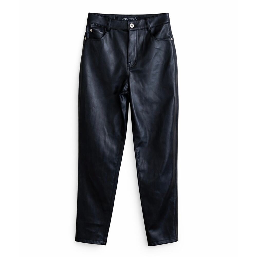 ZARA Black Faux Leather Straight Leg Pants – Size US 8 / EUR 40 – High Rise